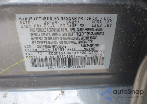 2024 Nissan Sentra Sr Xtronic Cvt z USA, uszkodzony, nr VIN 3N1AB8DV7RY380642